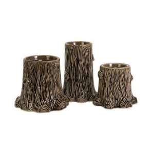 IMAX Cabbot Tree Stump Candleholders, Set of 3