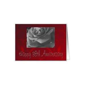  38th Anniversary, black & white rose Card Health 