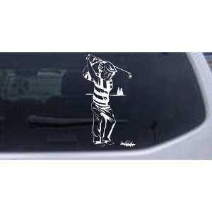 Golf Swing Sports Car Window Wall Laptop Decal Sticker    White 8in X 