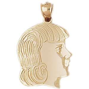  14kt Yellow Gold Girl Head Pendant Jewelry