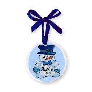  Blue Snowman Small Circle Ornament