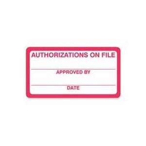 Tabbies® Authorizations on File Label, 3 1/4 x 1 3/4, White, 250/Roll