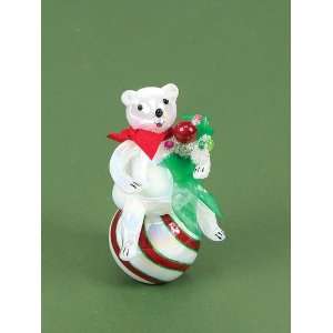   Christmas Traditions Glass Polar Bear on Red & Green Ball Figures 7