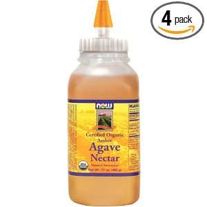 NOW Foods Organic Amber Agave Nectar, 17 Ounce Bottle (Pack of 4 