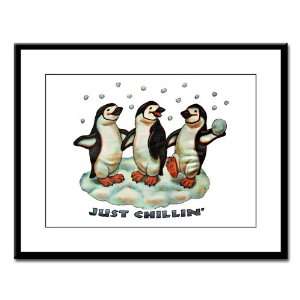   Framed Print Christmas Penguins Just Chillin in Snow 