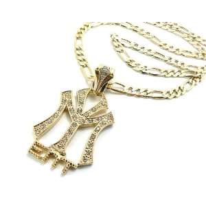  Iced Out Young Money Pendant w/ 24 Figaro Chain Small 