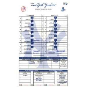  Yankees at Royals 4 10 2009 Game Used Lineup Card (MLB 