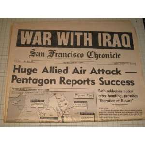   Francisco Chronicle Newspaper WAR WITH IRAQ   Hugh Allied Air Attack