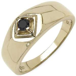   Plated 0.12 Carat Genuine Black Diamond Sterling Silver Ring Jewelry