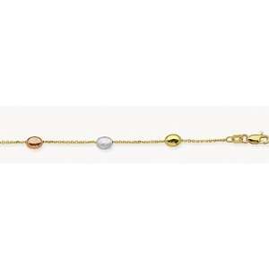  14kt Tri Color Gold Oval Bead Bracelet Jewelry