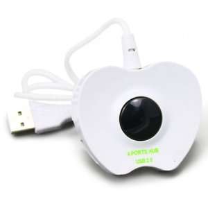  MuffinMan White Apple Shaped 4 Port 2.0 External USB Hub 