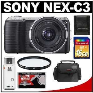 Sony Alpha NEX C3 Digital Camera Body & E 16mm f/2.8 Lens (Black) with 
