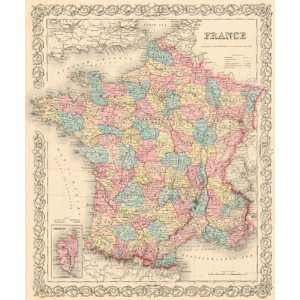  Colton 1855 Antique Map of France   $249