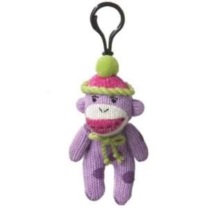  Sock Monkey Plush Toy Clip ons   Purple Monkey with Purple 