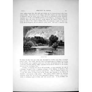  View Sonning Weir Trees River Thames 1885 Cassell Print 