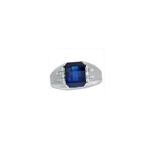   Sapphire and Diamond Accent Ring in Sterling Silver mns semi prec rg