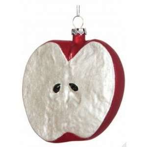 Frosted Sugar Glass Apple Fruit Half Christmas Ornament  
