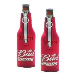  Bud Racing Bottle Suits  Neoprene Beer Koozies   Set of 2 
