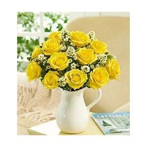 Pitcher Full of Roses   One Dozen Yellow Roses  Grocery 