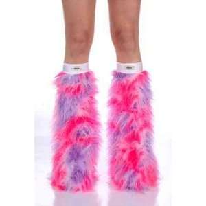   Pink Purple White Faux Fur Fuzzy Furry Legwarmers 