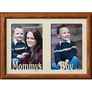  MOMMYS BOY Double 5x7 Two Opening Fruitwood Frame ~ Holds 
