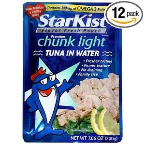 Starkist Chunk Light Tuna in Water, 6.4 Ounce Pouches (Pack of 12 