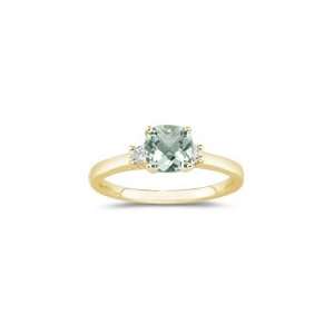 10 Cts Diamond & 3.67 Cts Green Amethyst Classic Three Stone Ring in 