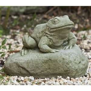  Campania International Frog On Rock Cast Stone Garden 