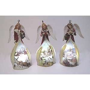   Angel Ornaments Painted Scene LIGHT UP Set3