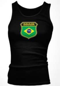 Brasil Flag Retro Crest Juniors Tank Top Shirt Brazil  