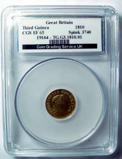 1810 George III Gold Third Guinea CGS EF 65. Sovereign Replaced 