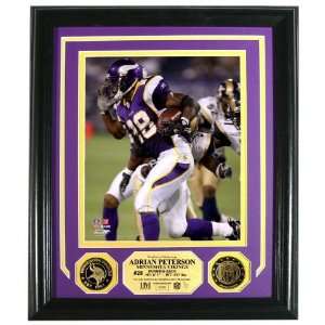  Adrian Peterson Photo Mint with 2 24KT Gold Coins Sports 