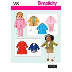  Simplicity Sewing Pattern 3551 Doll Clothes, One Size 