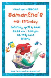 10 Little Mermaid Ariel Personalized Invitations #2  
