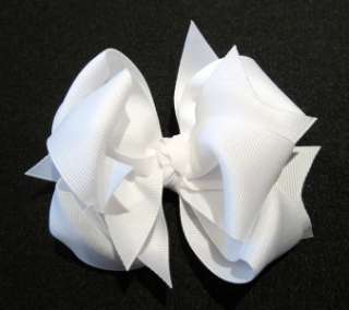 White Loopy Twirly Hairbow