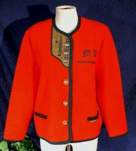 Trad. MANFRED WESENJAK Red Boiled Wool Jacket Sz 10  