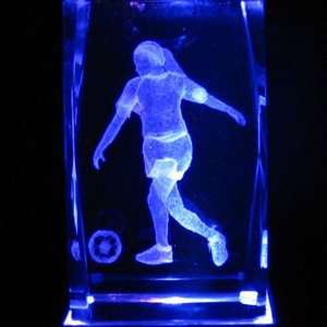  Laser Etched 3D Crystal Cube Pro Soccer Lady Girl Player 