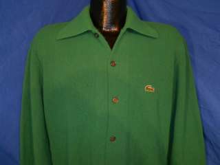 vintage 70S IZOD LACOSTE CARDIGAN POLO BUTTON DOWN GATOR SWEATER GREEN 