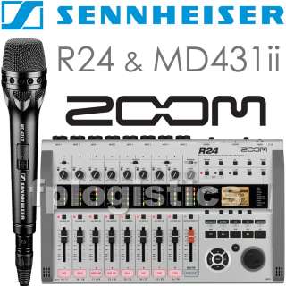Zoom R24 Recording Interface R 24 Controller and Sennheiser MD431 II 