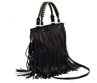 new fashion Women Punk Tassel Fringe handbag Shoulder Bag Black  