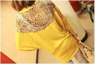 Fashion Womens Batwing Tops Long Sleeve Blouse Leopard Print knitwear 