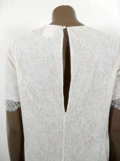 Chloe womens ecru ivory lace trim s/s dress S $1295 New  