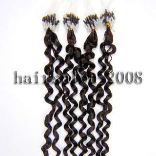 loop/micro ring wavy/curly remy human hair extension 50gram , 8 color