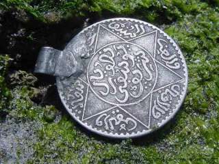 Moroccan Star of David Berber Old Silver Coin Pendant  