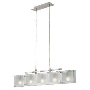  Eglo 85054A Yola, Nickel/Frosted & Clear, 5 Light Pendant 