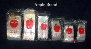 ziplock bags 1x1 thru 2x2 600ct Apple baggies  