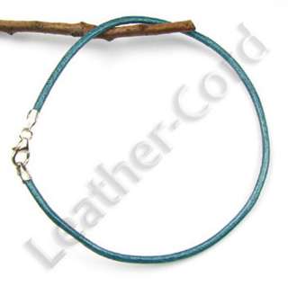 ROUND LEATHER CORD ANKLET Sz13 2.0mm 058 MET STEEL BLUE  