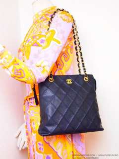 CHANEL QUILTED CAVIAR STITCHED CHAIN TOTE HANDBAG BAG  