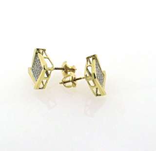 10k Yellow Gold Diamond Stud Earrings Screw Back  