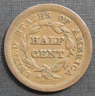 USA 1853 Braided Hair Half Cent VF  